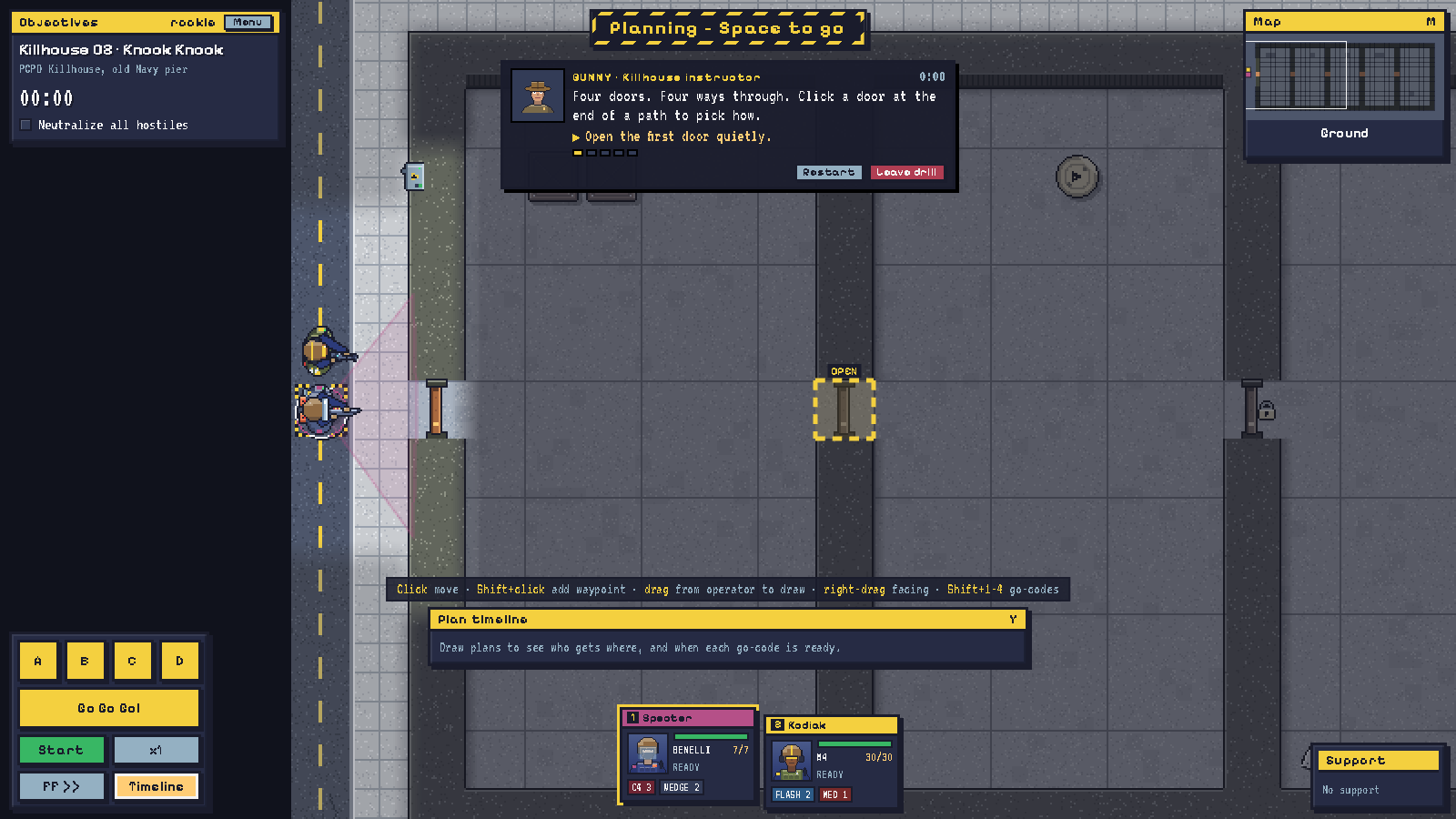 BREACHPOINT screenshot: The Killhouse: tutorial drills with Gunny on the radio and medal times